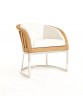 PICKET Dining Arm Chair With Seat And Back Cushions And Stainless Steel Base